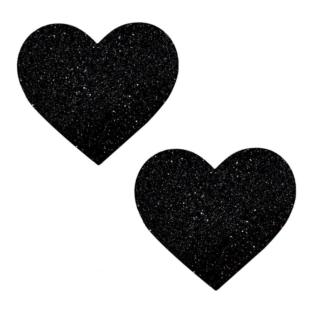 Black Malice Glitter I Heart U Nip Pasties
