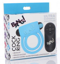 Load image into Gallery viewer, Bang - Silicone Cockring and Bullet With Remote Control - Blue
