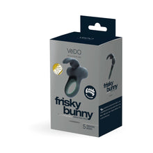 Load image into Gallery viewer, Frisky Bunny Vibrating Ring Black Pearl
