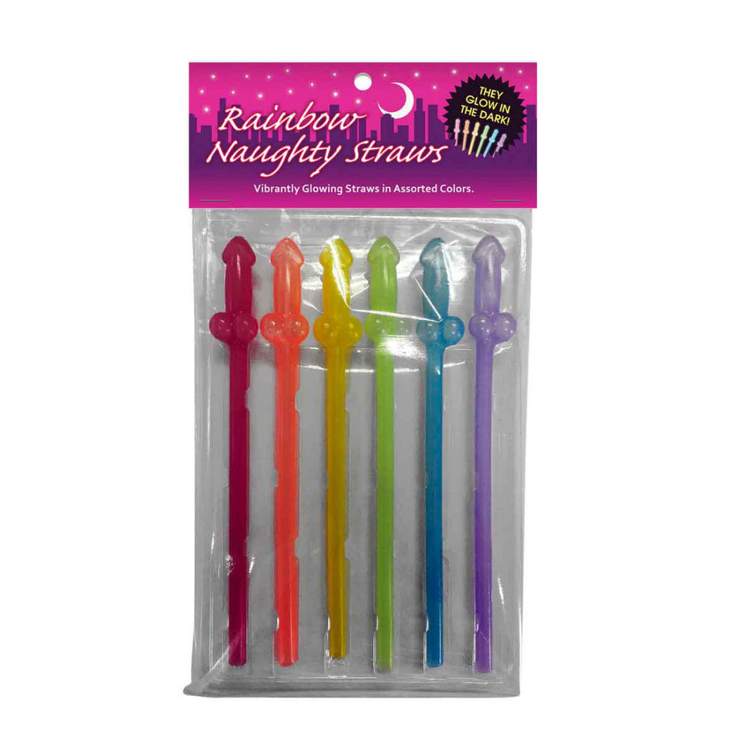 Rainbow Glow Naughty Straws - 6pk